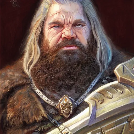 Image similar to the dwarven cleric warrior as a fantasy D&D character, portrait art by Donato Giancola and James Gurney, digital art, trending on artstation