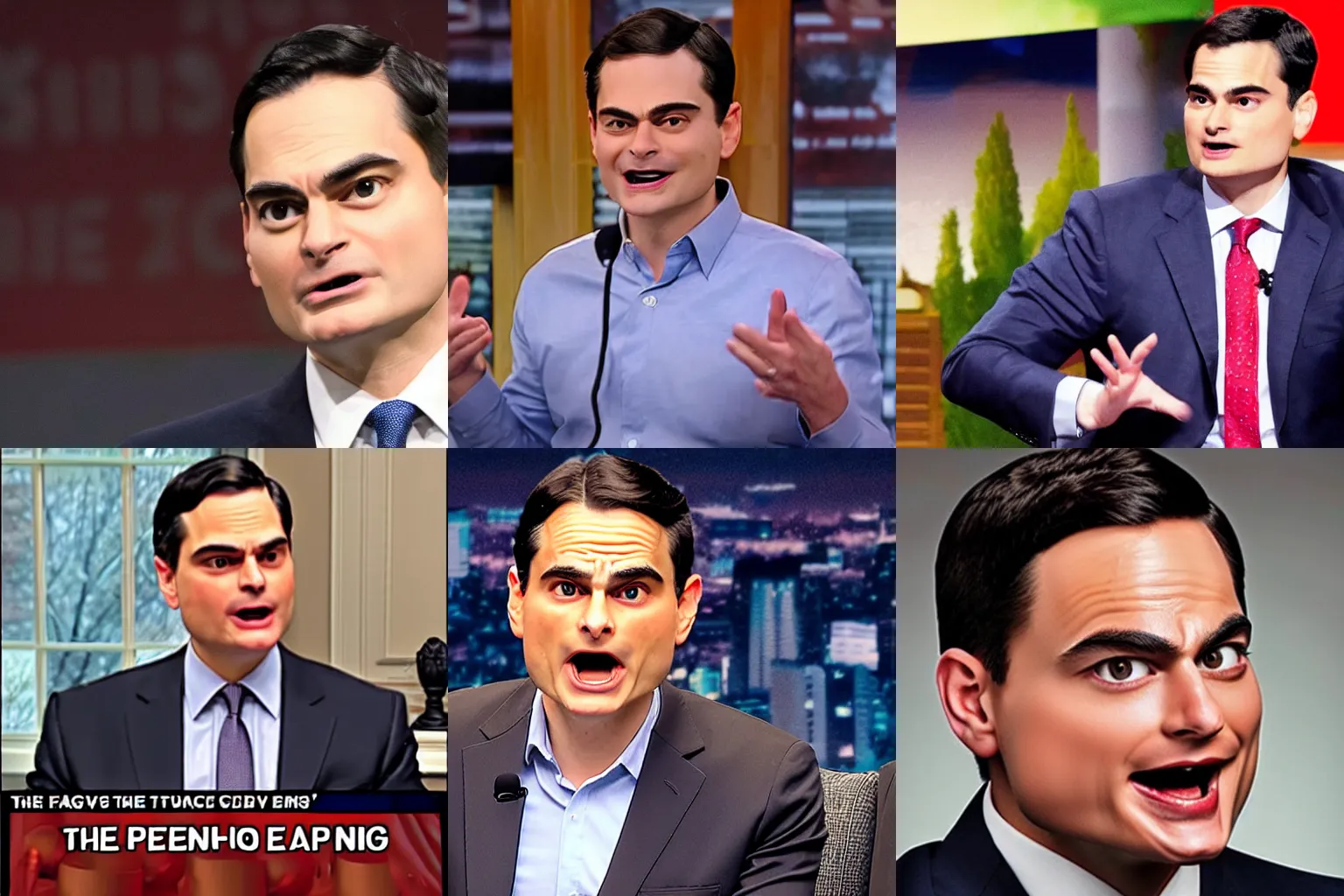 Prompt: the face ben shapiro makes when he lays an egg