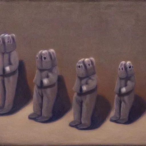 Image similar to crowd of tardigrades in style of vilhelm hammershoi