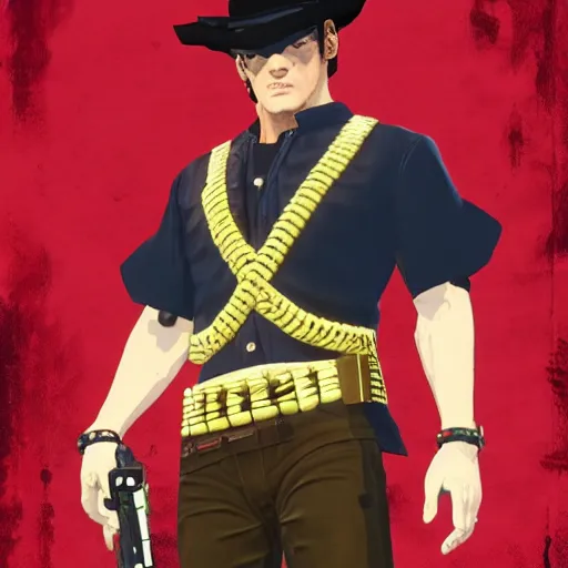 Image similar to jotaro kujo in red dead redemption 2