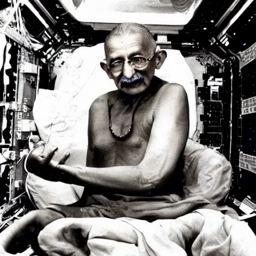 Image similar to mohandas gandhi inside the international space station