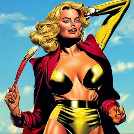 Prompt: margot robbie by artgem by brian bolland by alex ross by artgem by brian bolland by alex rossby artgem by brian bolland by alex ross by artgem by brian bolland by alex ross