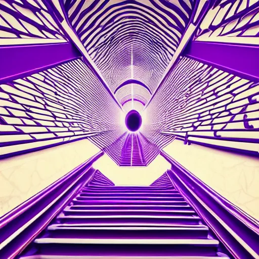 Image similar to pov your falling down an infinite purple staircase