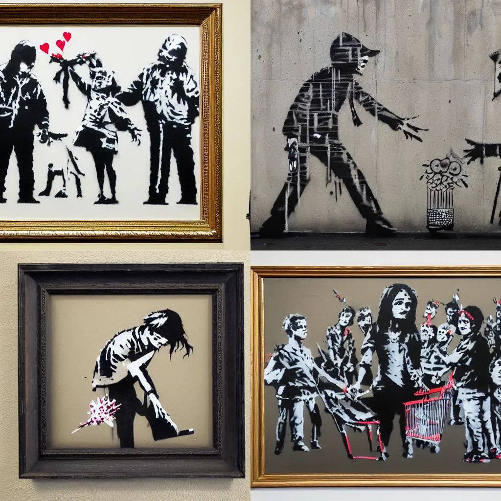 Prompt: a highly detailed painting by Banksy