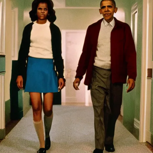 Image similar to a still of obama as the grady twins in the shining