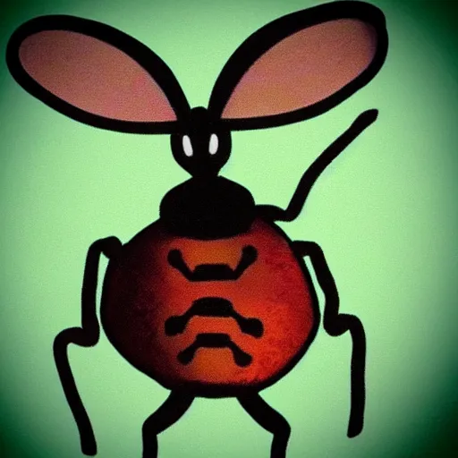 Prompt: anthropomorphic beetle bug with bunny ears