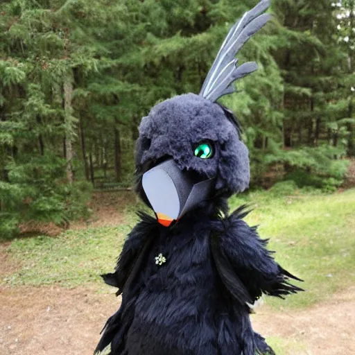 Prompt: raven fursuit