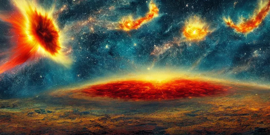 Image similar to a nuclear explosion of cosmic energy landscape