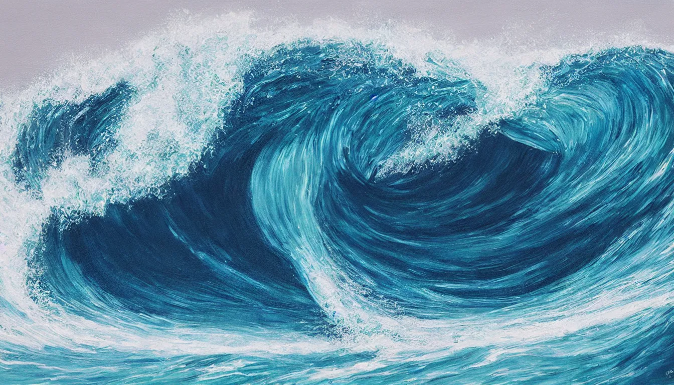 Image similar to spectacularly ocean wave barrel, photorealistic painting