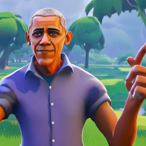 Image similar to obama as a fortnite character, unreal engine, epic