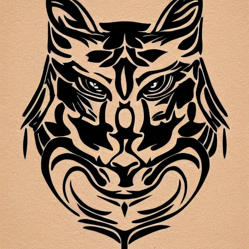 Prompt: tattoo stencil on paper detailed vector cougar