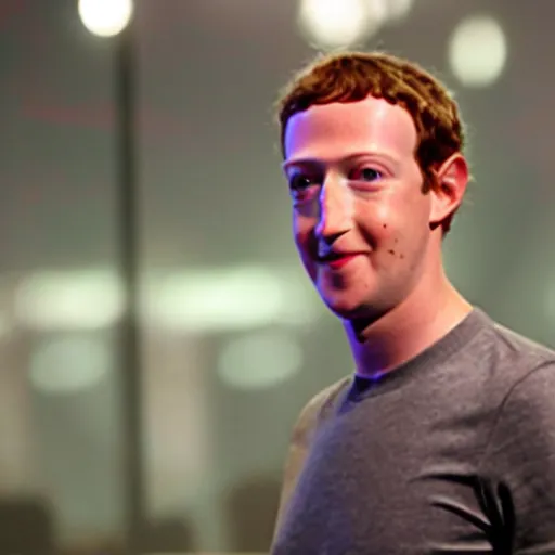 Image similar to evil mark zuckerberg as a robot with glowing red eyes
