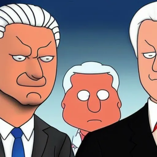 Prompt: Geert Wilders and Mark Rutte in the style of Family Guy
