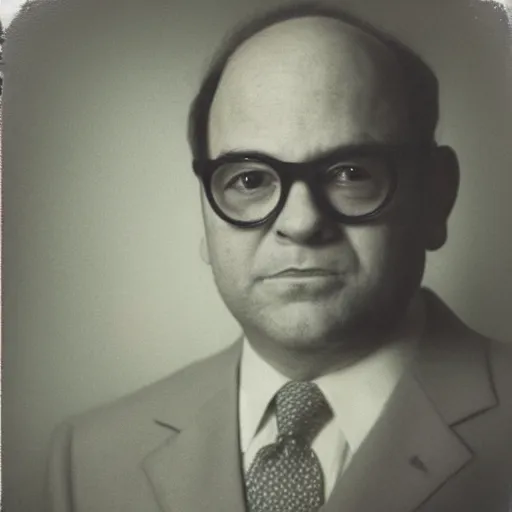 Prompt: Portrait of George Costanza in a suit, ethereal, polaroid, by Iwai Shunji