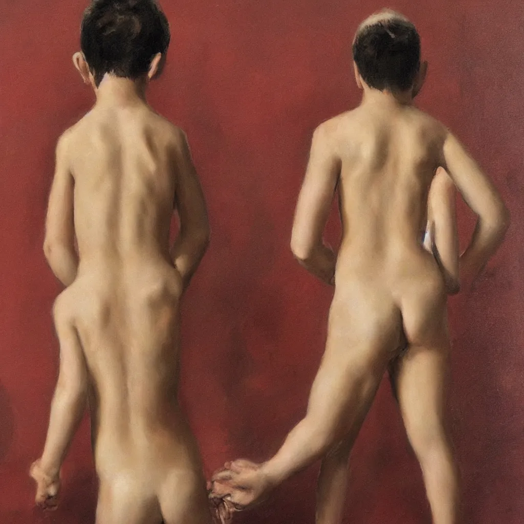 Image similar to painting of a boy back pose