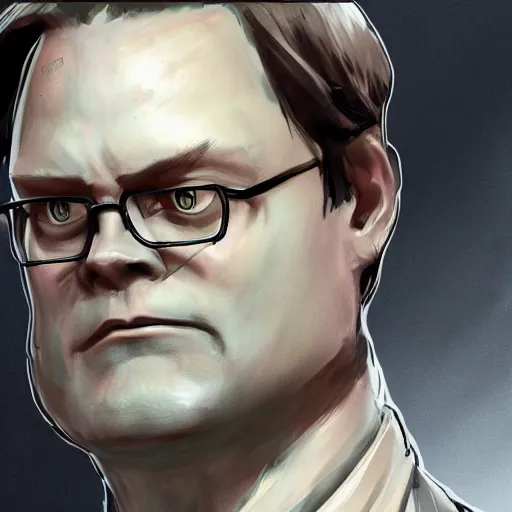 Image similar to dwight schrute in dishonored concept art