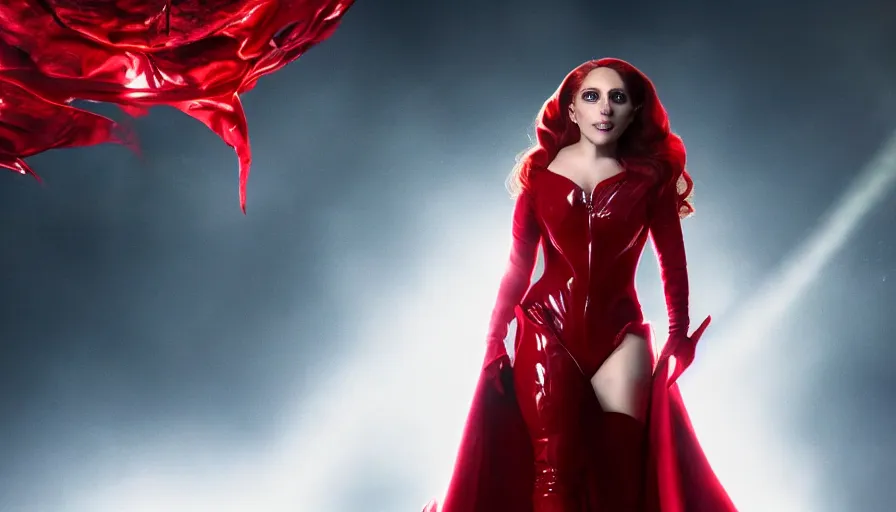 Prompt: screenshot of lady gaga as the scarlet witch in wandavision High resolution. Highly detailed. Dramatic. 8k.4k.