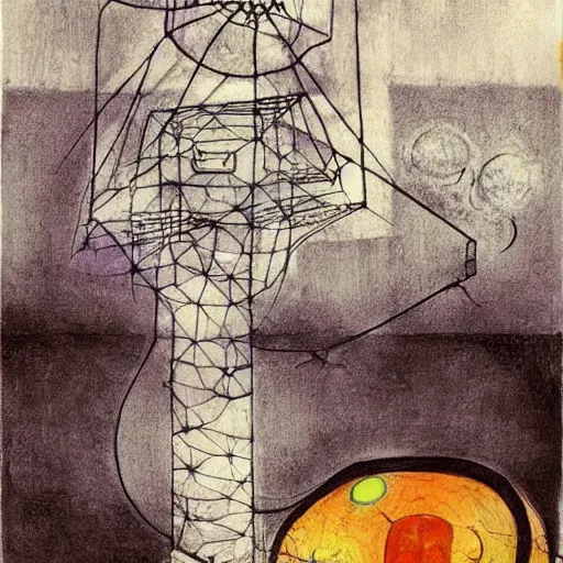 Image similar to transparent unique 8 legged mountain range curve loon atom bomb trumpet urn, by paul klee and esao andrews and evard munch, art on instagram, charcoal drawing, seapunk