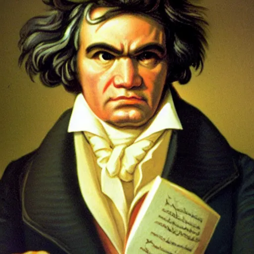 Image similar to a school book photo of beethoven staring.