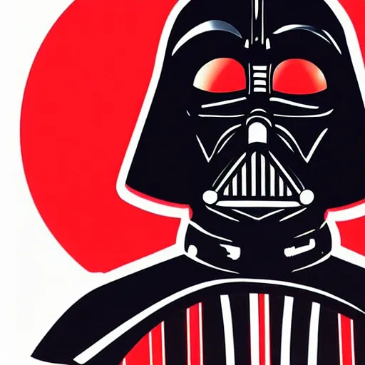 Image similar to darth vader, profile pic, centered, red background, accurate anatomy, highly detailed, digital art