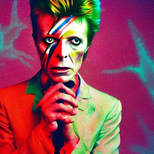 Image similar to David Bowie on lsd