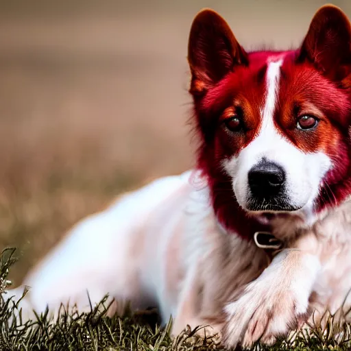 Image similar to ultra detailed photo of a dog with red fur