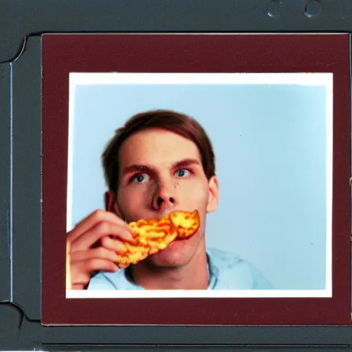 Prompt: polaroid of jerma 9 8 5 eating baked beans