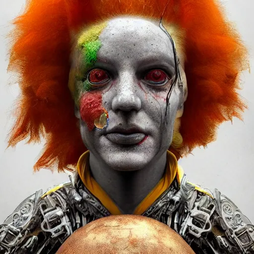 Image similar to Very very very very highly detailed epic central composition photo of Ronald McDonald face, intricate, dystopian, sci-fi, extremely detailed, digital painting, smooth, sharp focus, illustration, intimidating lighting, incredible art by Brooke Shaden, artstation, concept art, Octane render in Maya and Houdini