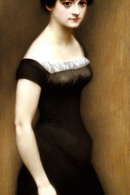 Image similar to jane austen in black, painting by rossetti bouguereau, detailed art, artstation