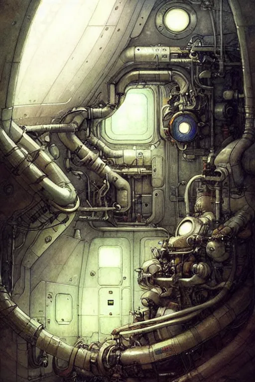 Image similar to (((((2050s spaceship engine room . muted colors.))))) by Jean-Baptiste Monge !!!!!!!!!!!!!!!!!!!!!!!!!!!