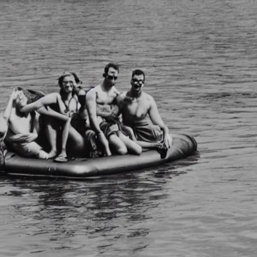 Image similar to four people on a raft