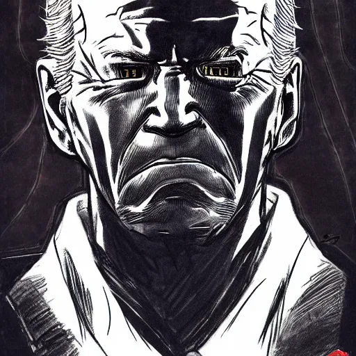 Image similar to Joe Biden looking sinister, by Tsutomu Nihei, highly detailed