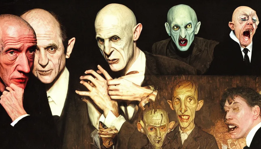 Prompt: david lynch as nosferatu, by lawrence alma tadema and rick berry and norman rockwell and jacob collins