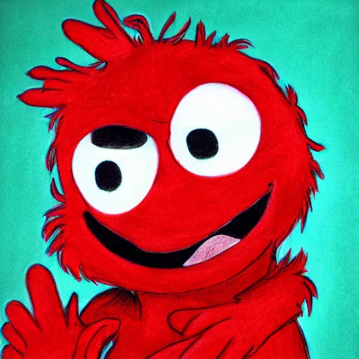 Prompt: drawing of elmo by ricky romero