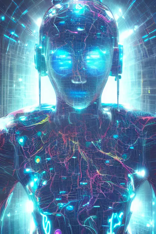 Prompt: the inner working of the universal neural network, trending on artstation, science fiction, octane render, comic book art, highly detailed, concept art, beautiful quantum field, unreal engine, depth of field, comic book art, matte painting, neon splashes of colors, realistic