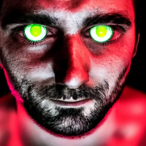 Image similar to a man with red glowing eyes