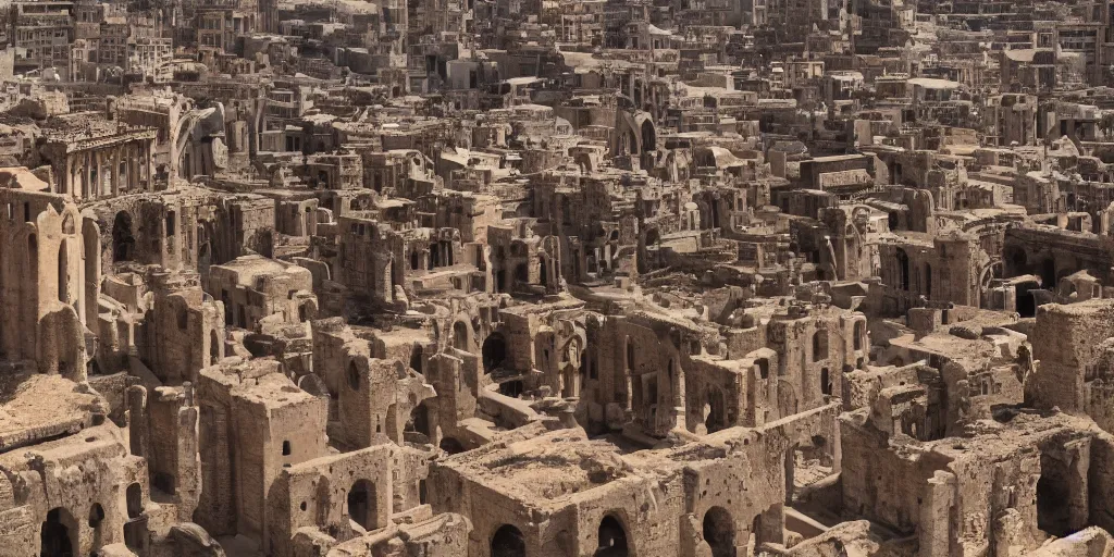 Prompt: ancient thriving city on top of a tall arches over the ocean, one narrow strip of city on one tall columns, tall arches, long, fading off into the distance, busy with people, artstation