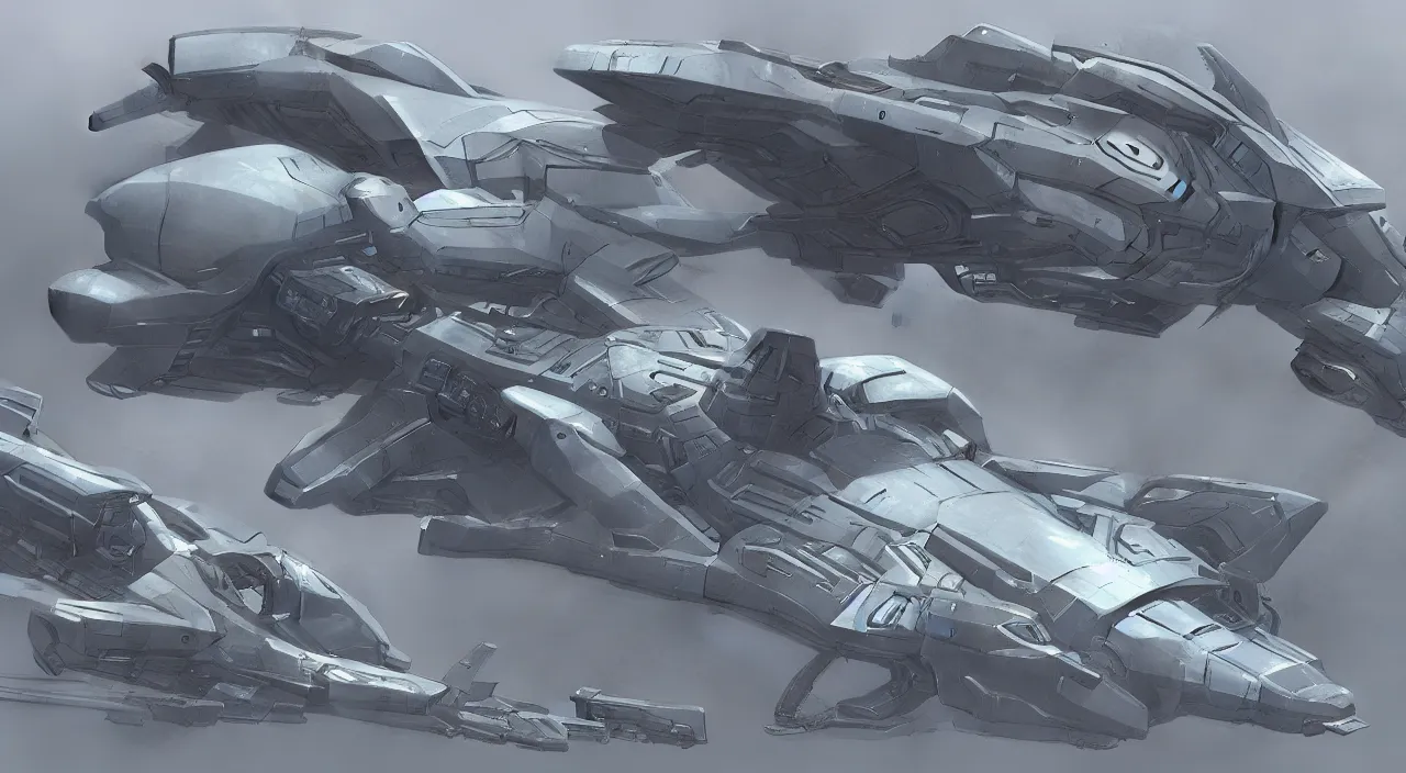 Image similar to concept art, futuristic starship, halo military, highly detailed