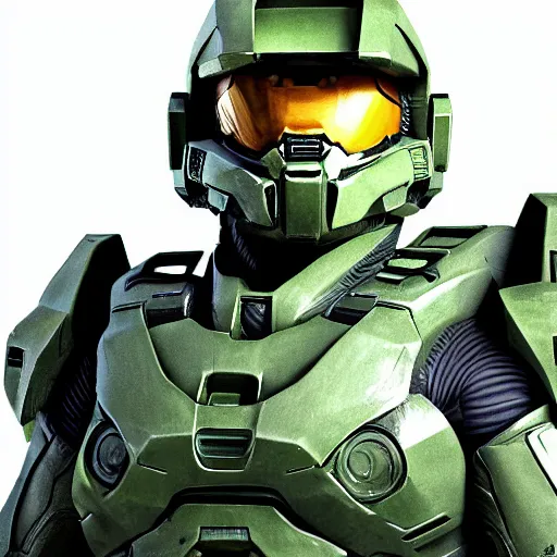 Image similar to super detailed professional photo portrait of the master chief from halo