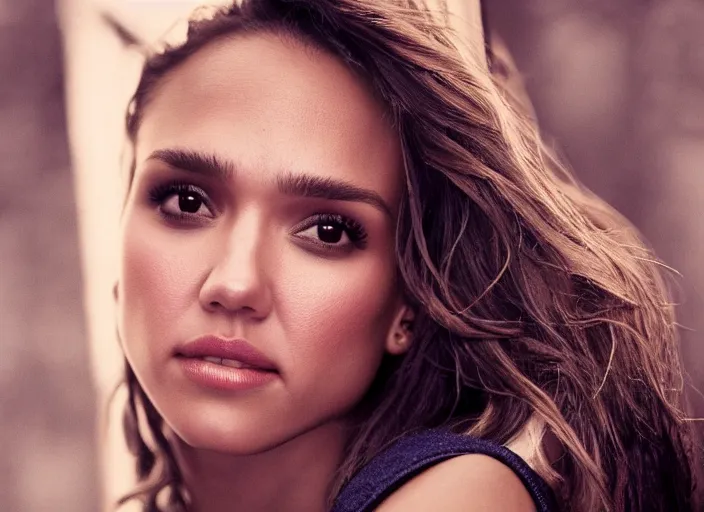 Prompt: a closeup, 4 5 mm, detailed photograph of jessica alba nathalie portman, beautiful low light, 4 5 mm, by franz lanting