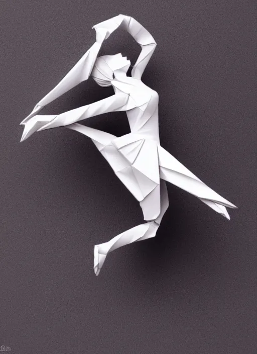 Image similar to origami dancer in white paper, 3 d render, ultra - detailed, on white background, studio shot