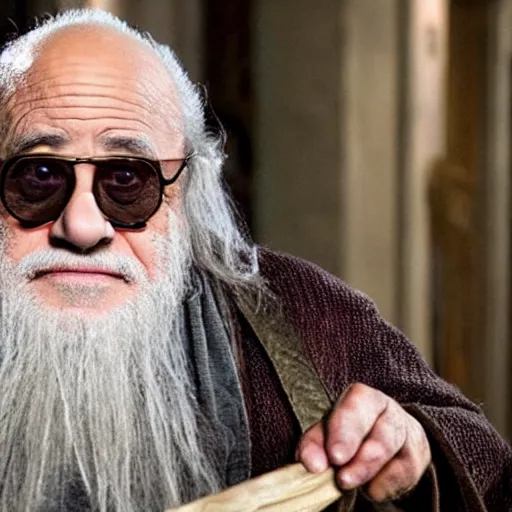 Image similar to movie still of danny devito starring as gandalf in the 2 0 2 6 lord of the rings movie