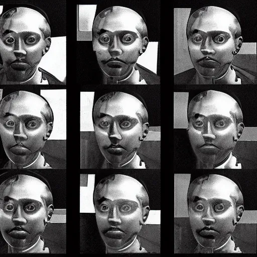 Prompt: a humanized AI generating artifical images from user prompts, 1950s science fiction style