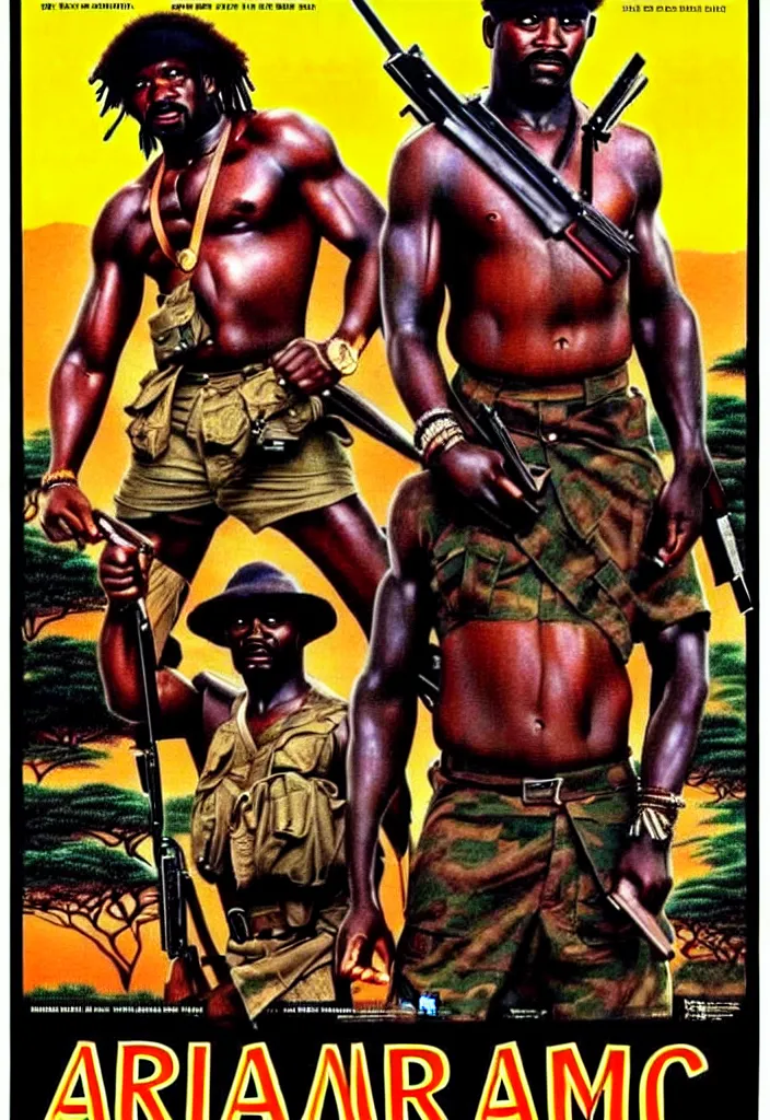 Image similar to african rambo - movie poster, 1 9 9 3, hq print