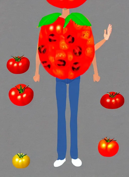 Image similar to jeff goldblum in a tomato outfit