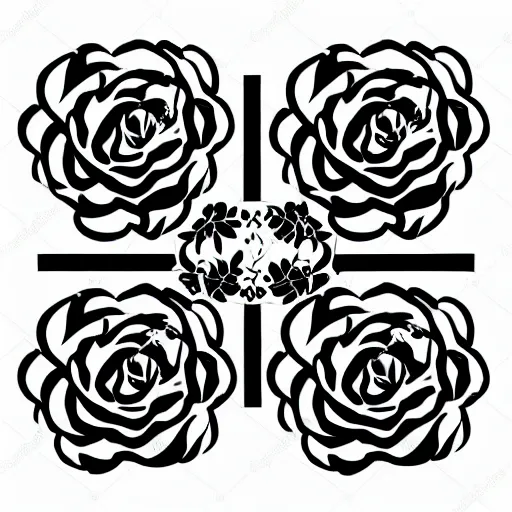 Image similar to a logo of roses, logo design, black and white liners