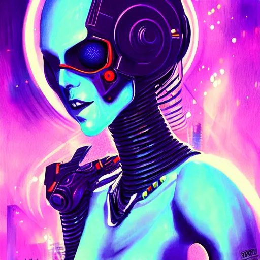 Image similar to cyberpunk fashion illustration, alien, beautiful, vivid colours, artistic sketch, hd, detailed, digital painting