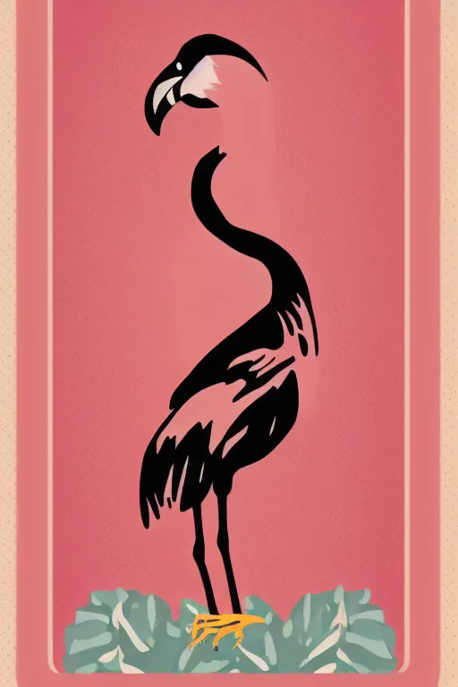 Image similar to Vector based poster of a gangster flamingo in the style of die cut sticker, color, high resolution, vector art