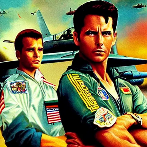 Image similar to painted movie poster for top gun, ghana movie poster style