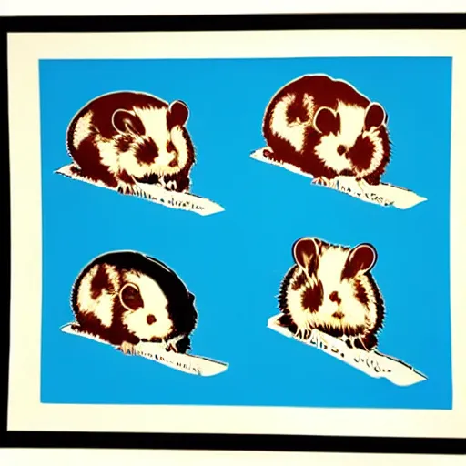 Image similar to feral hamsters, by andy warhol